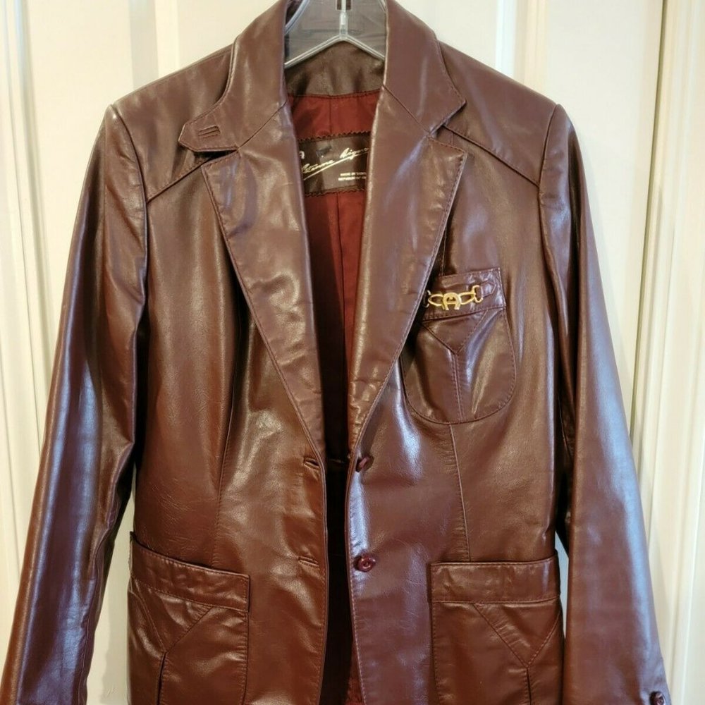 Etienne Aigner Genuine Leather Coat Jacket Blazer Size 12